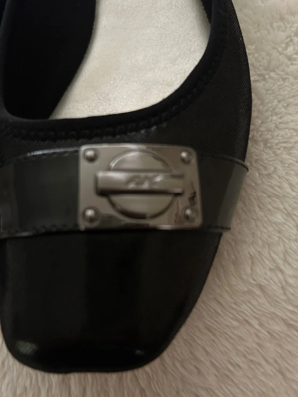 Anne Klein Black Ballet Flats with Silver Turn-Lock Detail - Picture 5 of 5
